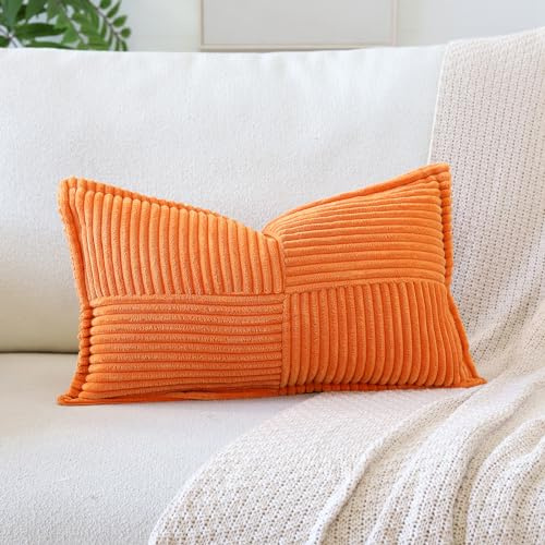 Artscope Ein Cord Kissenbezug Kordsamt Kissenhülle Zierkissenbezug 40x60 cm Dekokissen Sofakissen Couchkissen Dekorative Weiche Kissen für Sofa Wohnzimmer Zuhause Schlafzimmer, Orange