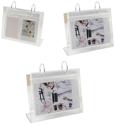 ROYJJ Multi-purpose Desktop Standing Photo Album // Clear Photo Holder Postcards Display Rack Poster Frame Postcard Collection Mini Polaroid Photo Storage Bag Desktop Vertical Photo