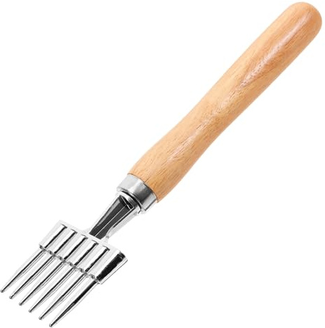 SOLUSTRE Eispickel Bergsteigen aus Aluminiumlegierung mit Holzgriff 6-zinken Design und Scharfer Spitze für Barzubehör Cocktails und Longdrinks