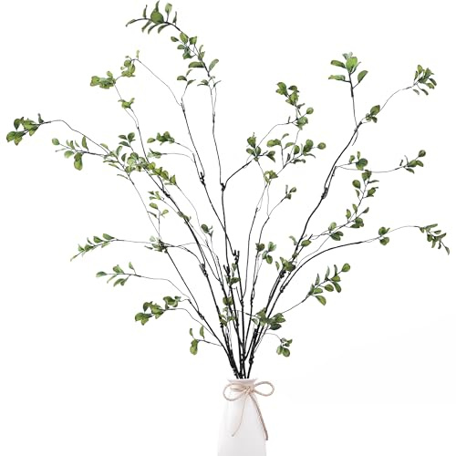 Sggvecsy 47.2’’ 4Pcs Artificial Ficus Branches Artificial Greenery Stems Faux Ficus Twig Plants Fake Leaf Spray Green Eucalyptus Branches for Vase Filler Office Home Wedding Decoration