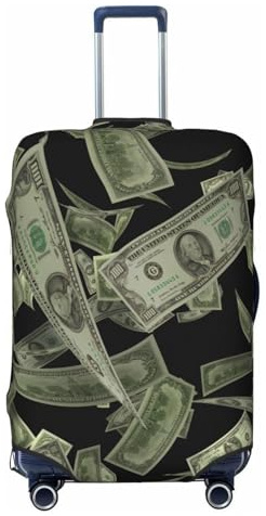 KLJnmbb Housse de protection universelle pour valise, motif dollar avec impression argent, élastique, lavable, Noir , S