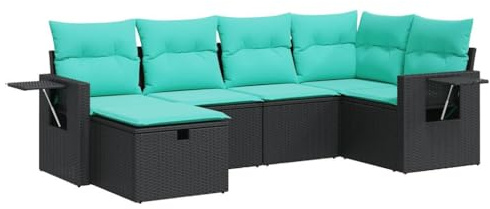 vidaXL Loungegrupp med dynor 6 delar svart konstrotting