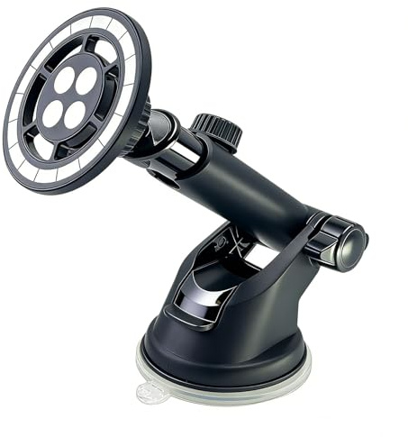SEYUGOPTI Magnetisk Mobilhållare Bil för Instrumentbräda Vindruta, 360° Roterbar Bilstöd med Utdragbar Teleskoparm, Kompatibel med MagSafe för iPhone 17 16 15 14 13 12