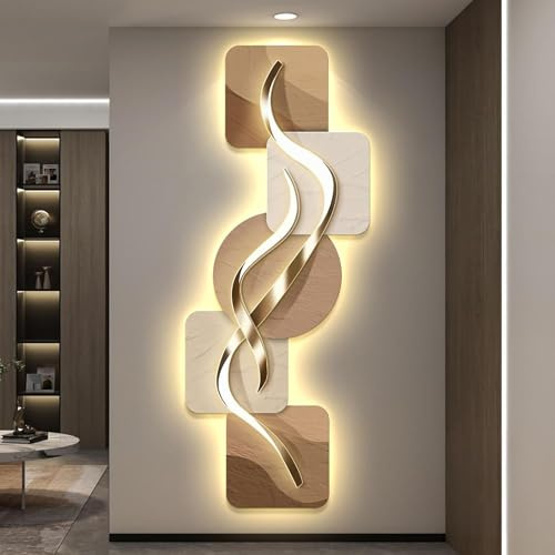 IBOWZ 3D-Wandskulpturen, dekorative Malerei mit LED-Beleuchtung, Relief-Wandlampen-Gemälde, Moderne 3D-Wandmalerei für Büro, Schlafzimmer und Wohnzimmer