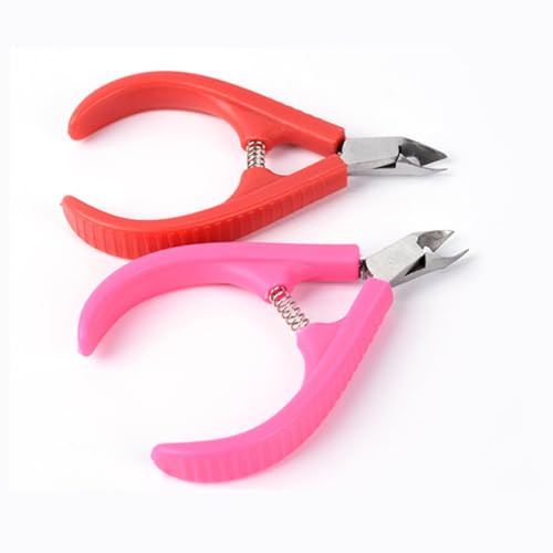 GALPADA Alicates para Cutículas de Acero Inoxidable Mango de Plástico Rosa, Herramienta Portátil para Recortar Piel Muerta, Kit de 2 Piezas para Manicura en Casa