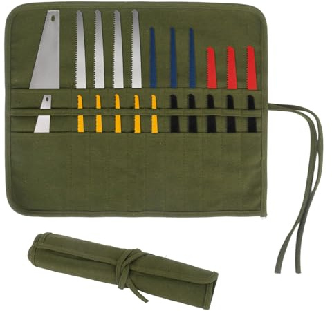 Klmnop 2 Pack Sawzall Blade Holder for DIY, Contractors & Professionals - Portable Storage Case for Reciprocating, Jigsaw and Pruning Saw Blades - Sturdy Canvas with Secure Rope Closure(Green)