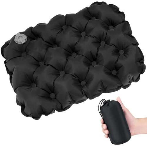 Inflatable Travel Pillow, Car Seat Cushion, Travel Car Seat Pad with Carry Bag, Lightweight Foldable Waterproof Inflatable Cushion, Travel Cushion for Garden Seat, Sun Lounger, Airplane, Car & Office