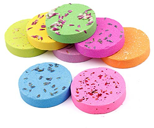 Eacam 8PCS 30g Mini Comprimés de Bombes de Bain 8 Parfums, Ensemble Bombes Douche D'Aromathérapie avec des Huiles Essentielles pour le Spa à Domicile, la Relaxation et le So