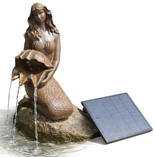 Perodlly Cracheur d'étang, barboteur extérieur en résine de cracheur de Fontaine à énergie Solaire pour élément d'eau décoratif 'étang et Jardin, 5x5, 5x10, 6 Pouces.
