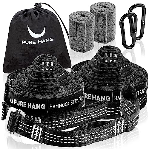 PURE HANG Hängematte Befestigung Hängematten Aufhängung Set Aufhängeset für Hängematte Baum Outdoor Camping Reise - Längenverstellbares Komplett-Set (Weiß)