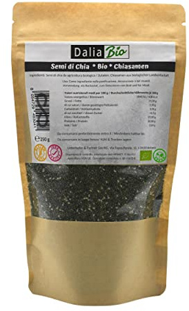 Semi di Chia Bio (Salvia Hispanica) Sud America | Proteine, Digestione, Omega 3 | Senza Glutine e Qualità Premium (250 g (Confezione da 1))