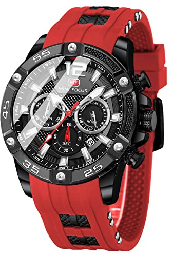 MF MINI FOCUS Reloj de Pulsera para Hombre con cronógrafo, Resistente al Agua, Deportivo, analógico, de Cuarzo, Correa de Silicona, Reloj de Pulsera de Moda para Hombre