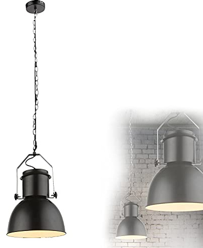 Schwarze Hängeleuchte im Industriestil - Pendelleuchte Schwarz Vintage Industrial Esszimmer Hängelampe Küche (Restaurant Lampe – Industrielampe – Metall - 27 cm)