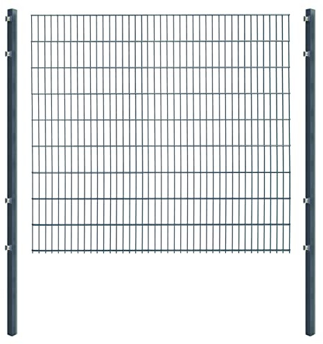 Doppelstabmattenzaun - Komplettset inkl. Pfosten (60x40mm) und Montagematerial - Verschiedene Längen und Höhen – Grün oder Anthrazit (L 6 m - H 183 cm, anthrazit)