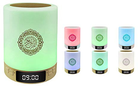 WMLBK Wireless Quran Touch Lamp with APP Control Remote Control, 7 Colors Light Portable Bluetooth Quran Speaker, 14 Languages USB Powered Quran Player