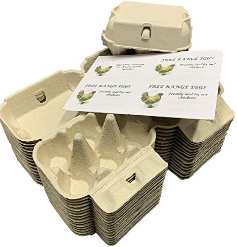 Anglia Farm Supplies - Egg Boxes - Effect 6 Norfolk White - Creamy Colour Carton - with Sheet of 8 Labels (100 Egg Boxes)