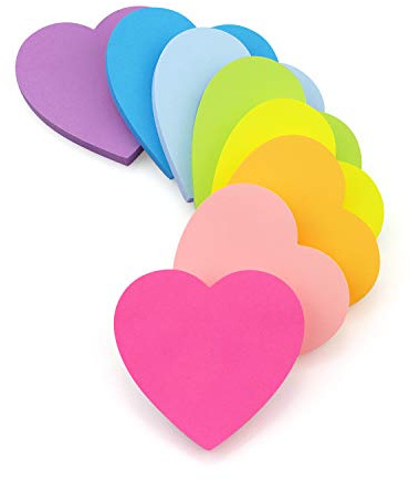 Early Buy 3x3 Heart Shape Sticky Notes 8 Pads/Pack, 75 Sheets/pad (8 Bright Color)