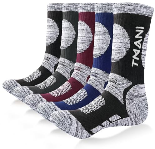 PULIOU Herren und Damen socken, Wandersocken, atmungsaktive Baumwollsocken für Bergsteiger, Laufsocken, Hochleistungssportsocken, Größen 35–50, 5 Paar