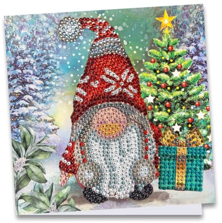 Ideen mit Herz Diamond-Painting-Grußkarte | Strass-Edition | 16 x 16 cm | 370 g/m² | inkl. Steine, Umschlag & Werkzeug (Weihnachtswichtel)