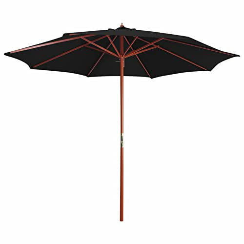 Catherinol Sonnenschirm mit Holz-Mast, Sonnenschirm Wasserdicht, Marktschirm, Gartenschirm, Balkon Seitensichtschutz, Balkon Schirm, Balkon Sonnenschutz, 300 x 258 cm Schwarz