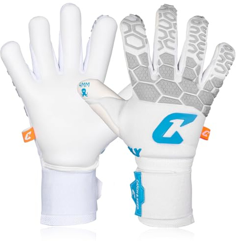 CATCH & KEEP Torwarthandschuhe Herren Fly White Soul Gr. 7 I Professionelle Torwarthandschuhe, Daumenunterstützung & dickerer Handgelenksbandage