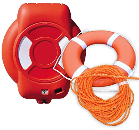 Glasdon Guardian Lifebuoy Housing with Lifebuoy & Rope – 600mm Housing & Lifebuoy with 30m Rope (8mm Diameter) – for Wall or Rail Mounting – Water Safety Equipment
