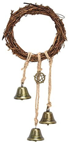 Wnvivi Hexenglocken-Türhänger, Hexenglocken für Türknauf Zum Schutz, Hängende Rattan-Wiccan-Glocken, Weinseil-Windspiele, Hexerei-Dekoration(A1)