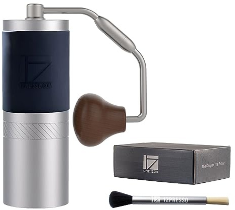1Zpresso J Manual Coffee Grinder Silver Capacity 35g with Assembly Stainless Steel Conical Burr - Numercial Internal Adjustable Setting