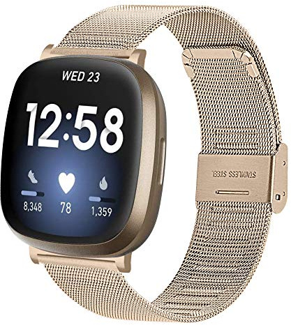 INF Edelstahl Uhrenarmband Metall Armband Ersatzband für Fitbit Versa 3 watch Gold