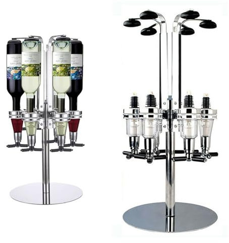 McbeAn Bar Optics Drink Dispenser, 6 Bottle Rotary Stand Drinks Dispenser, Height Adjustable, Smooth Pouring, Place Different Drinks, Perfect Display, Unique Design, for Home Pub Kitchen Bar
