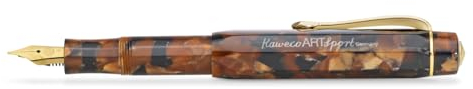 Kaweco ART SPORT Füllhalter Hickory Brown I Premium Füllfederhalter für Tintenpatronen mit hochwertiger Stahlfeder I Sport Füller aus Acryl 12,5 cm I Federbreite: F (Fein)