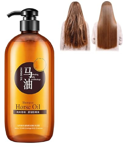 Horse Oil Nourishing Shampoo, Japanese Horse Oil Shampoo, Horse Oil Supple Moisturizing Shampoo, Anti Hair Loss Shampoo for Stronger, Thicker, Longer Hair (1pcs)