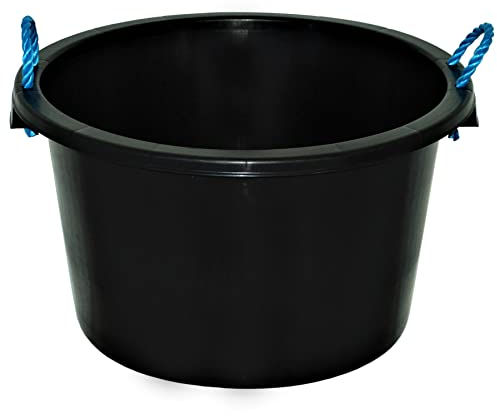 M1SS 75L Litre Black Robust Versatile Multipurpose Extra Large Flexi Tub Reusable Flexible | 70L Litre Bucket with Rope Strong Plastic Storage Bucket For Home Garden Construction