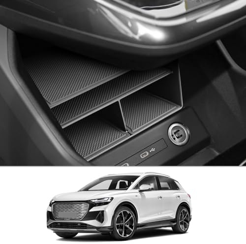 CDEFG Kompatibel mit Audi Q4 e-Tron 2021 2022 2023 2024 2025 2026 Mittelkonsole Organizer Aufbewahrungsbox Auto Center Console Tray Q4 Sportback e-Tron Zubehör