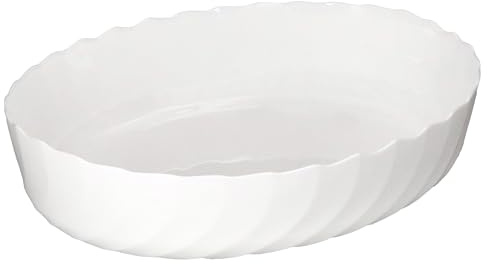 MamboCat Trianon Grand plat à gratin ovale I 3 litres I Moule à four blanc en verre avec relief I (L x l x H) 37 x 28,5 x 8,5 cm I Plat à four pour lasagnes, tiramisu, gratin, gâteau, etc. I Plat à