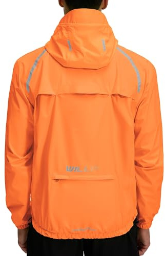 WILLIT Chaqueta de ciclismo para hombre, impermeable con capucha, ligera, cortavientos, transpirable, empaquetable, para golf, ciclismo, senderismo, correr al aire libre, naranja, M