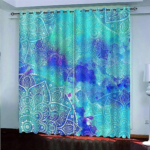 3D Verdunkelungsvorhang Ösen Blume Blau Kreativ,2Er Set Gardinen Wohnzimmer Gardinen Blickdicht Kinder Vorhänge Schlafzimmer Dekoschals Gardine 2 X 85 X 200 cm -3V7Z1O6F5Y4M7U3A7H3E7F0X2V1N7N5Z9B6T7U