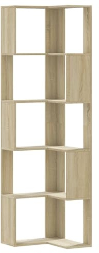 vidaXL Estantería de Esquina 5 Niveles Madera Roble Sonoma 50x50x179cm, estantería de Esquina, Vitrina de Esquina, Armario de Esquina