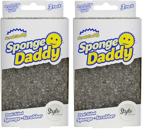 Scrub Daddy Sponge Daddy Style, Dual Sided Sponge Scrubber, Dish Sponges for Washing up, Non Scratch Scourers for Cleaning Dishes, Bathroom Scrubbing Tool, Kitchen Sponges Multipack (Pack of 2)