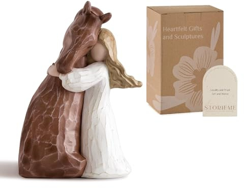 Storieme Pferde Mädchen Geschenk für Erwachsene, Schutzengel Figur Deko | Ein Geschenk für erwachsene Pferdeliebhaber zu Geburtstag, Weihnachten oder für die Freundschaft