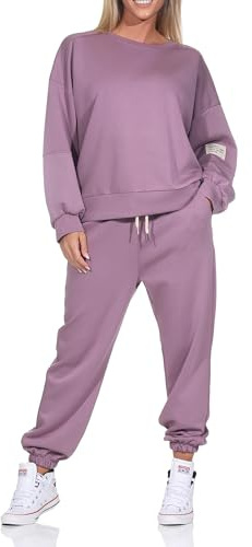 simaranda Damen Jogginganzug Zweiteiler – Weicher Hausanzug mit Hoodie & Jogginghose – Casual Trainingsanzug für Freizeit, Sport & Yoga – Einheitsgröße (36-42) – Modell 7065
