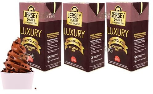 3 X Ice Cream Mix - Soft Serve - 3 Pack Jersey Gold Luxury Chocolate Ice Cream Mix- Superior Creamy Taste - Use At Home or Commercially - 3 X 1L - Nut Free, Gluten Free Deliciousness