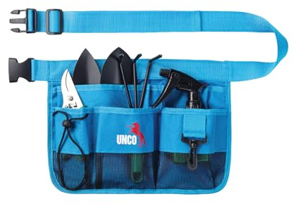 UNCO- Gardening Belt, Garden Tool Belts for Men, Waist Apron with Pockets, Construction, Blue