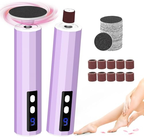 Electric Foot Callus Remover, 2-in-1 Electric Foot Filer/Nail Filer, Callus Remover for Feet with 40Pcs+10Pcs Sandpaper Discs, Professional Pedi Feet Care Perfect for Dead Skin Calluses Gift (Purple)