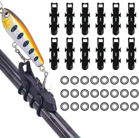 FONDUO 12 Stück Köder Hakenhalter, Angelzubehör Halterung für Angelhaken, Magnetische Angelrute Köderhalter, Hook Keeper für Fishing, Angel Haken Halter für Angelbegeisterter