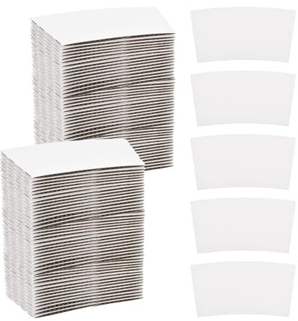 sourcing map 200pcs Disposable Coffee Cup Sleeves, Cardboard Cup Sleeves for Paper Cups Insulation Hand Protection, Hot Drink Holder for Home Office Use White