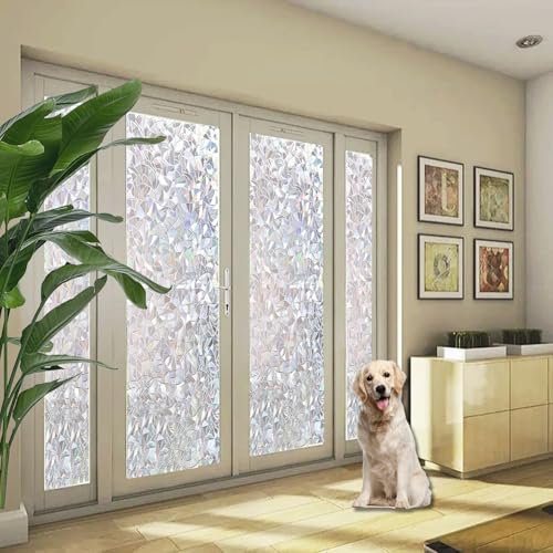 Blickdicht Sichtschutzfolie 20 x 260 cm, Sicherheits Schutz Splitterschutz, Wasserdicht Realistische, Kein Kleber, Selbsthaftend Sichtschutzfolie mit Bausatz, Halbmond