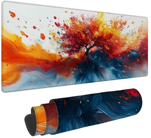 Alfombrilla Raton Color Alfombrilla Ratón XXL 1200x600x3mm Mouse Pad Árbol Mousepad Gaming, con Bordes Cosidos Impermeable Desk Mat Grande, Mejora la precisión y la Velocidad for Ratón y Teclado N-874