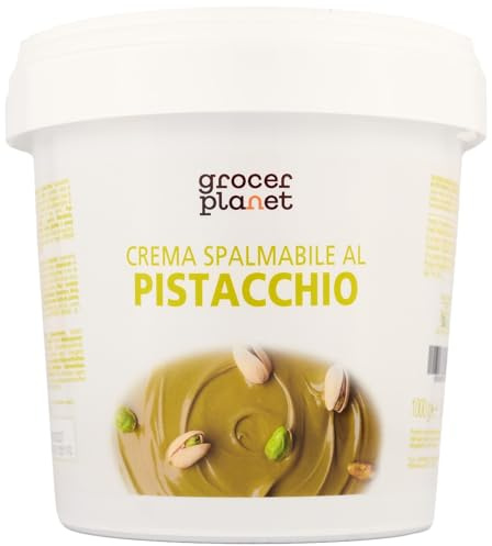 Grocer Planet - Crema de Pistacho (1Kg) | Con 45% Pistachos Mediterráneos | Sabor Dulce | Comida Italiana Gourmet | Ideal para Desayunos y Postres