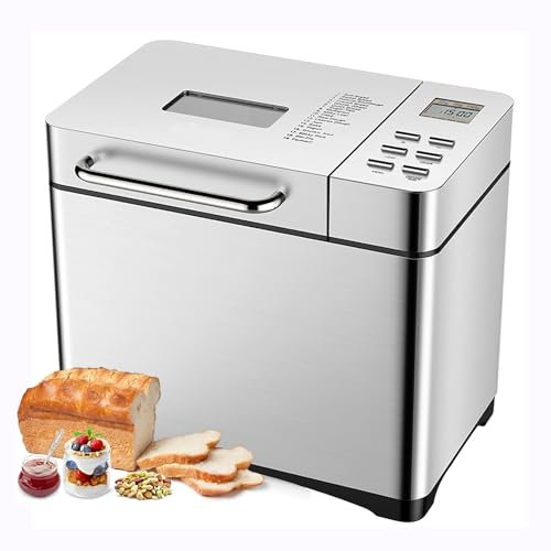 ASerZenith Macchina per Il Pane con Padella Antiaderente in Ceramica E Pannello Touch LCD - Grande Macchina Automatica Professionale da 2,2 Libbre per La Colazione, 17 Programmi, Timer da 15 Ore